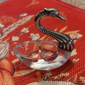 Sterling silver divided glass salt cellar